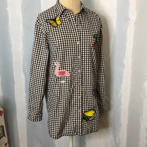 H&M Long sleeve checked cotton shirt with embroidered Size 4 - Picture 6 of 12
